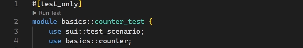 Unit test option shown in code editor