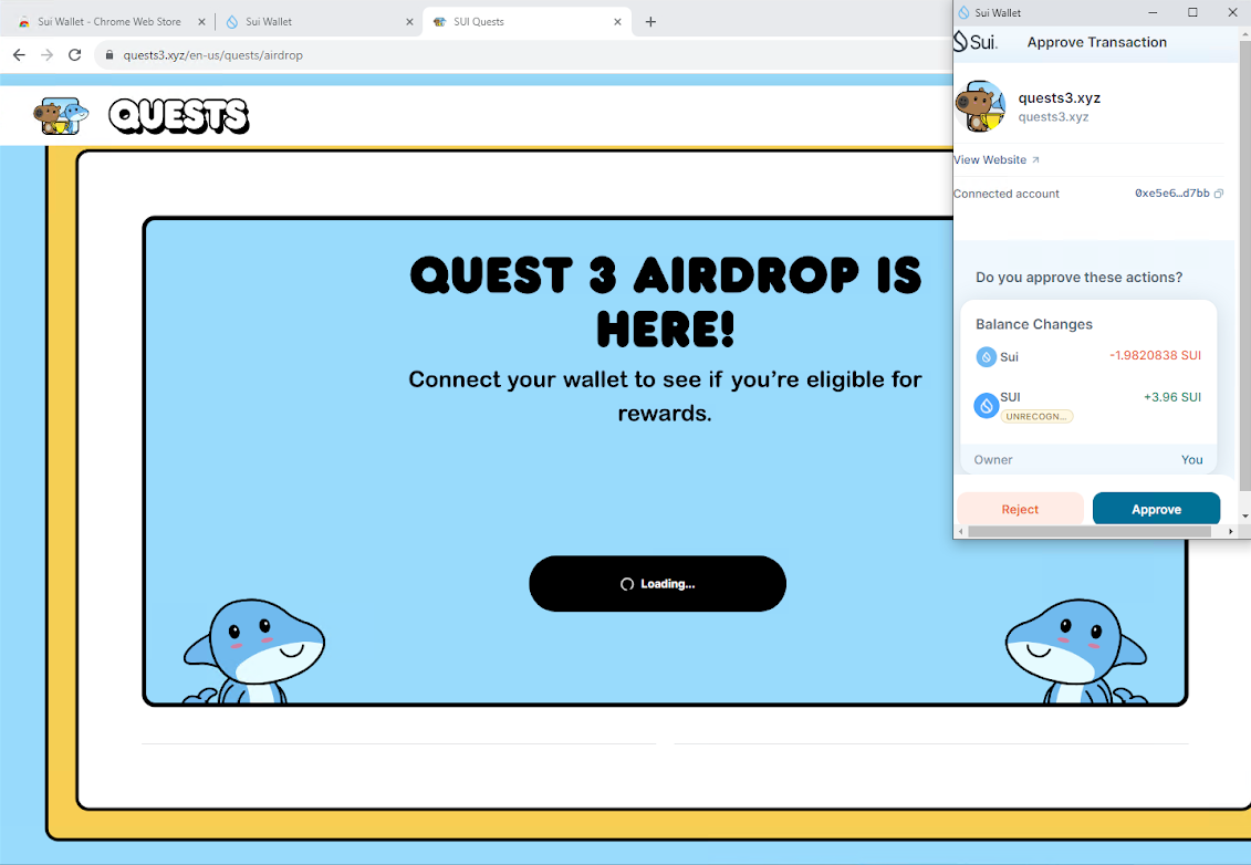 an image of a website that claims to offer a Quest 3 airdrop
